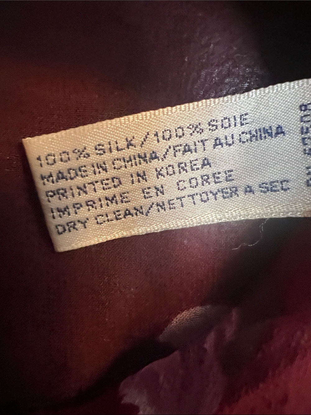 Anne Klein Pure Silk Burgundy Scarf with Pink and Purple Floral Print - Picture 3 of 3